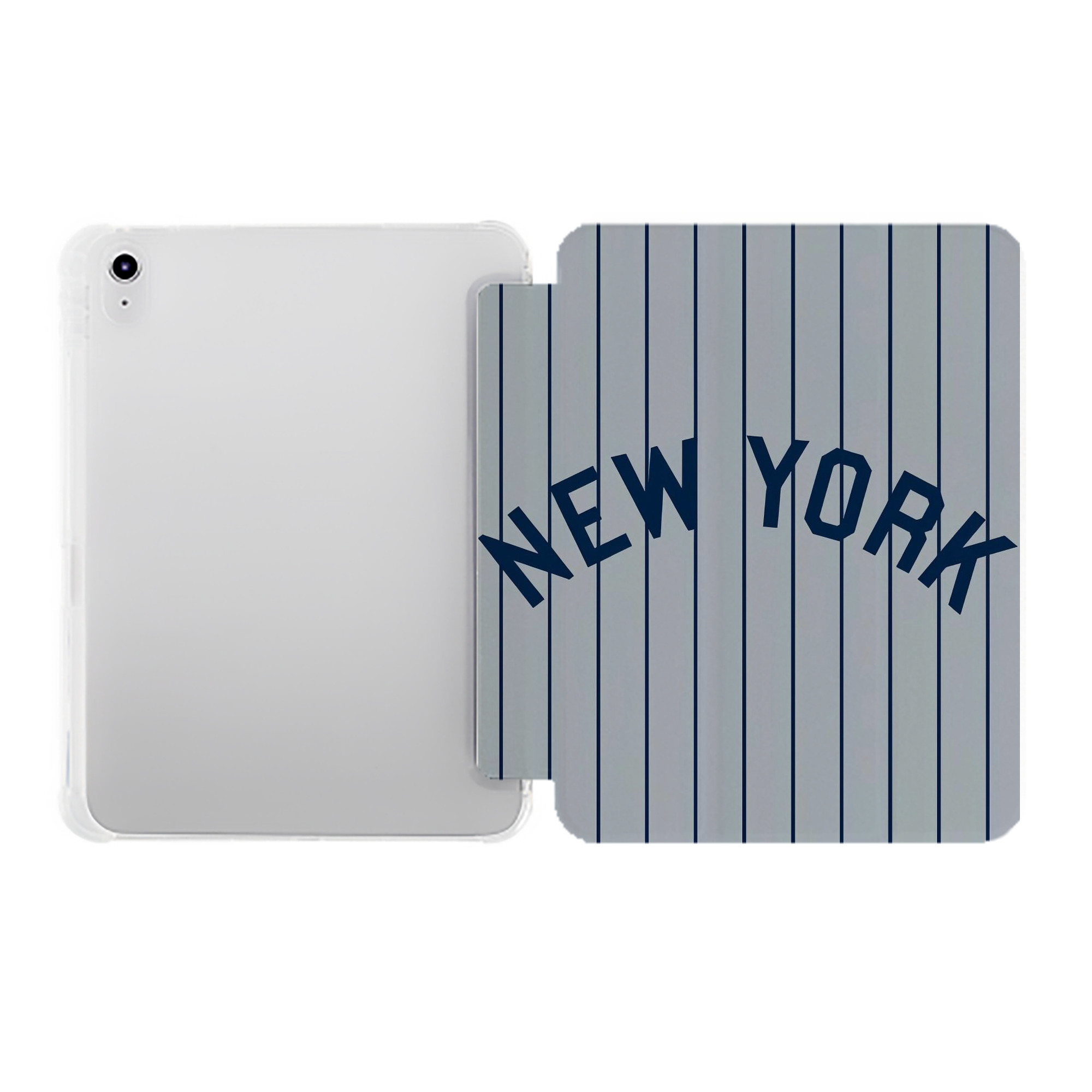New York Yankees 159 Premium Tri-Fold PU Leather & Silicone IPad Case With Pencil Slot – Fits 9.5,10.5,10.9 – Adjustable Stand, Slim, Protective